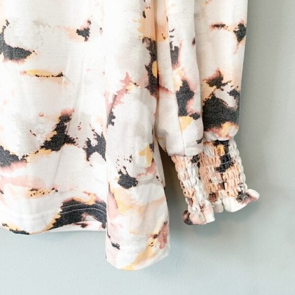 Rose + Olive cinched sleeves floral stretch soft long sleeve top - Small - Picture 2 of 8